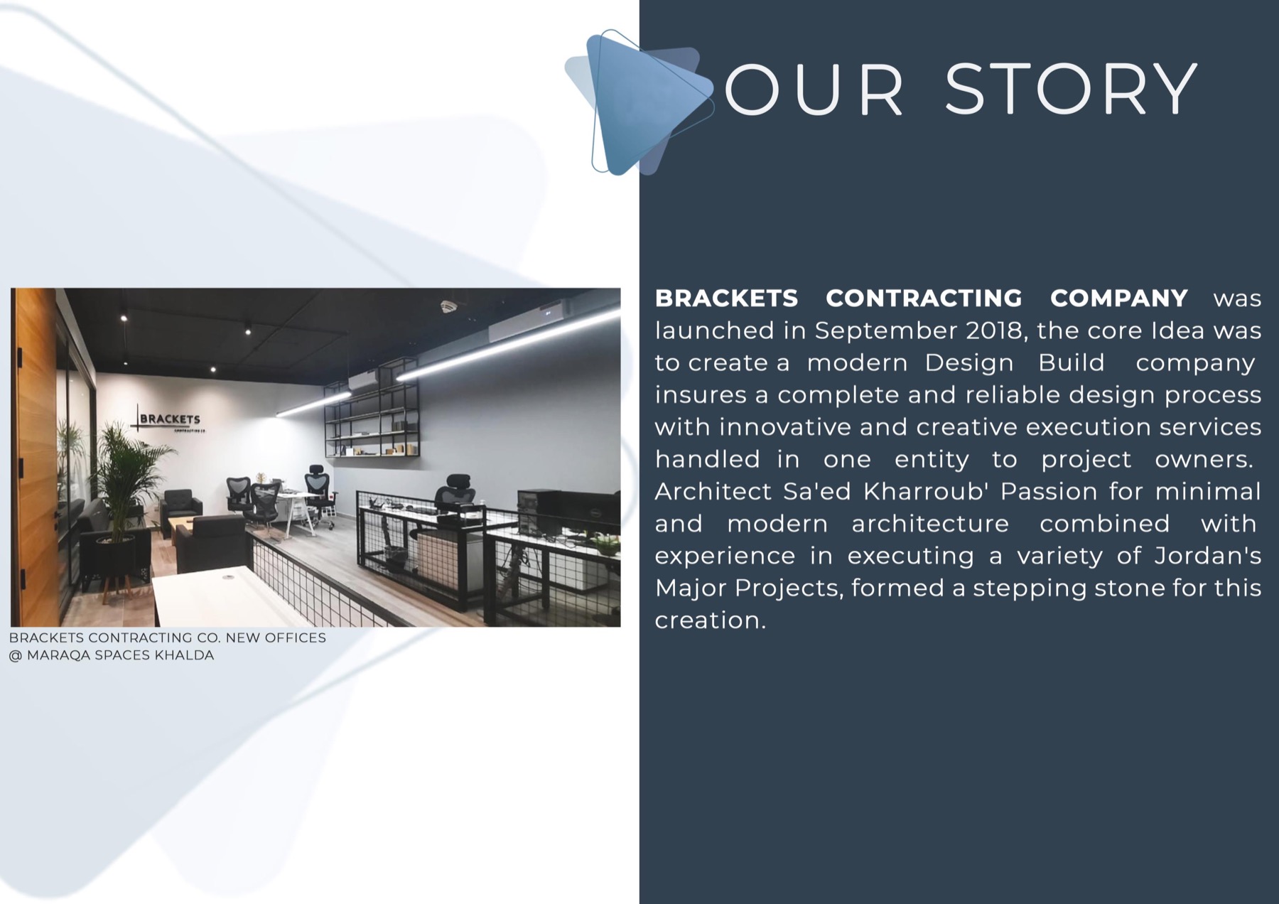 Brackets Contracting Co. office interior